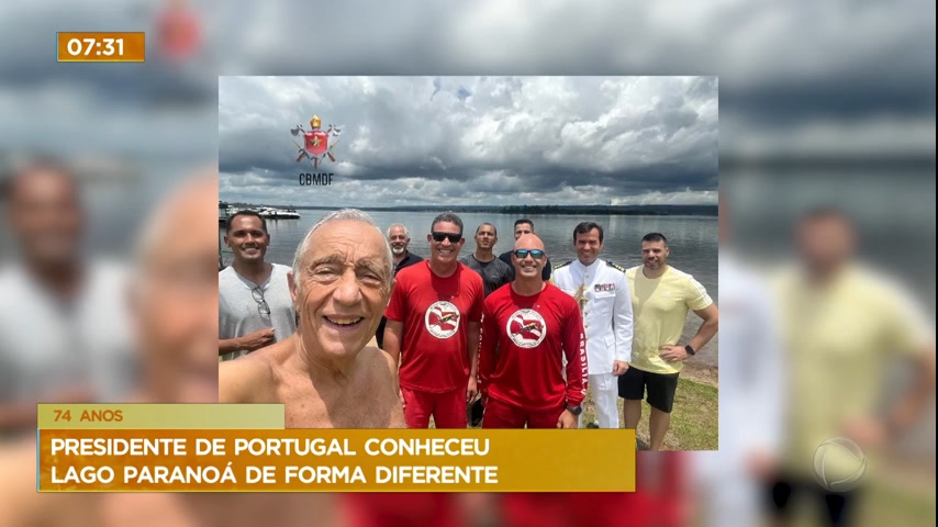 Vídeo: Presidente de Portugal nada no Lago Paranoá, em Brasília