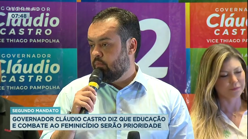 Vídeo: Cláudio Castro toma posse e diz que educação e combate ao feminicídio serão prioridade do seu governo