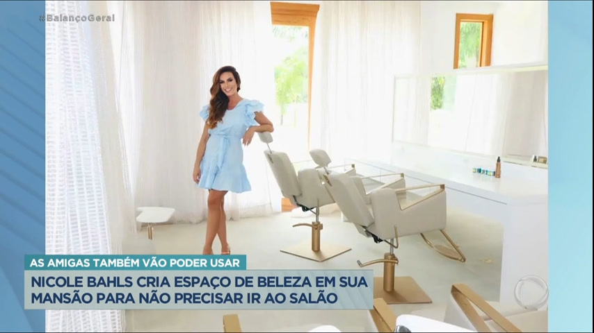 Vídeo: Nicole Bahls cria salão de beleza na própria mansão no Rio