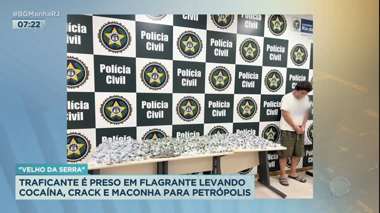 Vídeo: Traficante que levava drogas do Rio a Petrópolis