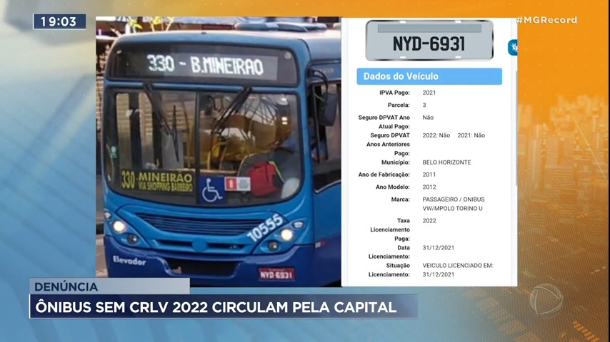 Vídeo: Ônibus sem o certificado de registro e licenciamento circulam por BH