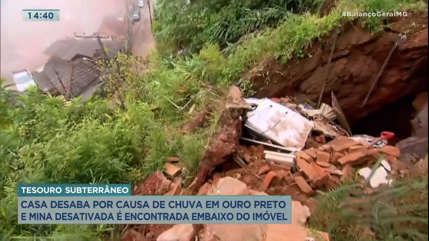 Desabamento de casa revela antiga mina de ouro na cidade histórica