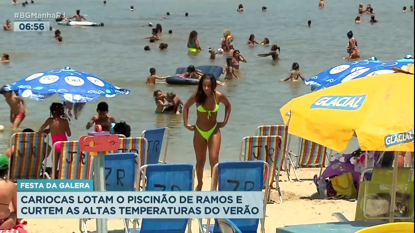 Vídeo: Cariocas lotam piscinão de Ramos em dia de forte calor no Rio