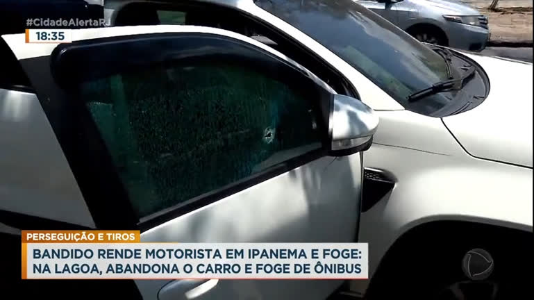 Vídeo: Criminoso abandona veículo e foge de ônibus na Lagoa