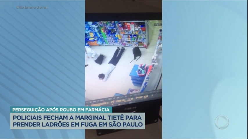 Vídeo: Criminosos roubam R$ 40 mil em mercadorias de uma farmácia em São Paulo