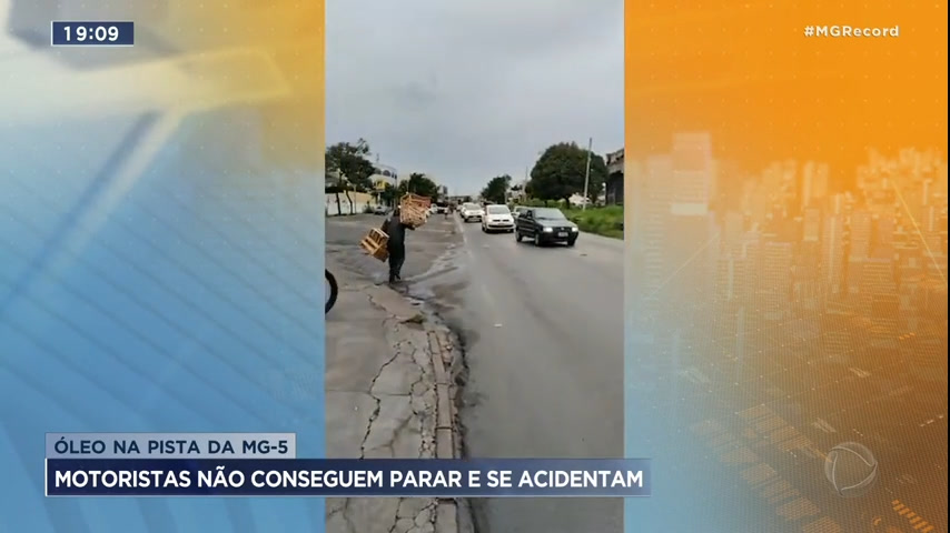 Vídeo: Óleo na pista causa transtorno para motoristas que passam pela MG-5, em Belo Horizonte
