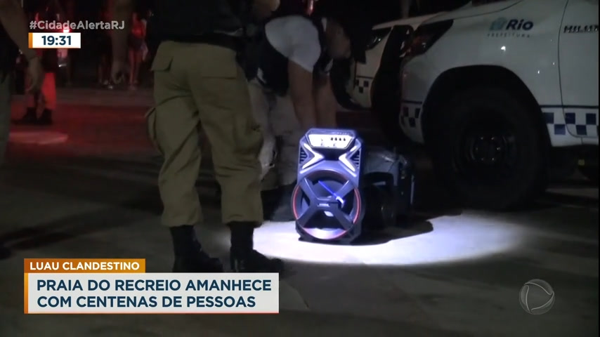 Vídeo: Guarda Municipal apreende caixas de som em luau clandestino em praia do Rio