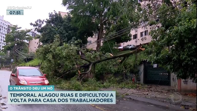 Vídeo: Temporal provoca queda de árvores e alagamentos na cidade do Rio