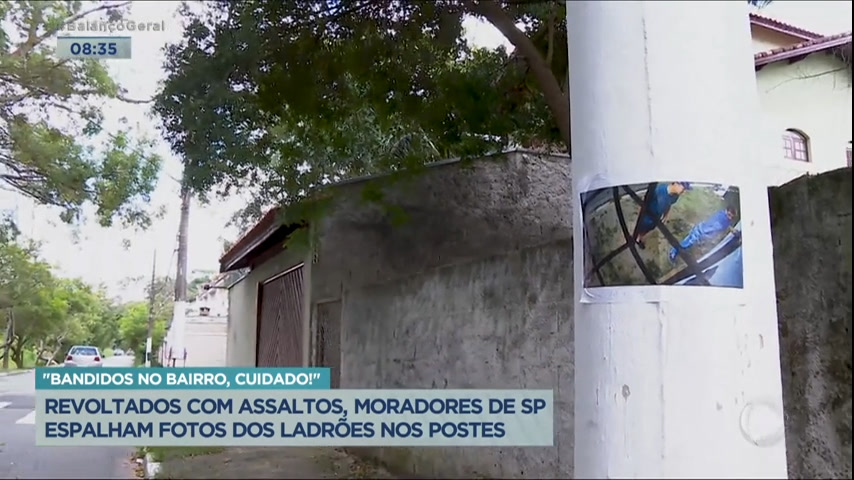 Vídeo: Moradores espalham fotos de bandidos em postes para tentar coibir crimes em SP