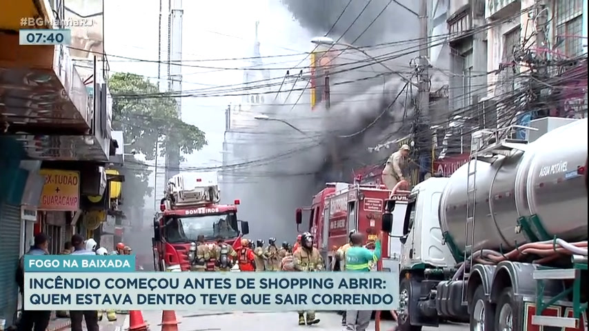 Vídeo: Polícia investiga incêndio em shopping na Baixada Fluminense