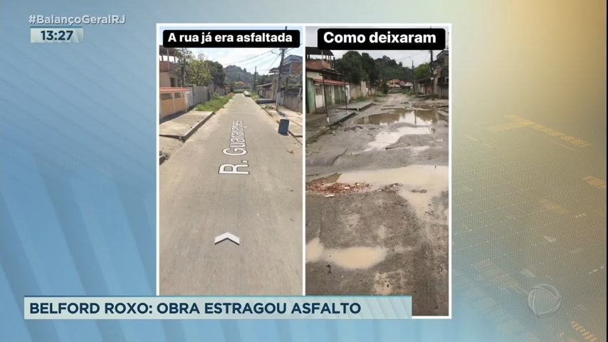 Vídeo: Moradores denunciam obra que destruiu asfalto em rua de Belford Roxo (RJ)
