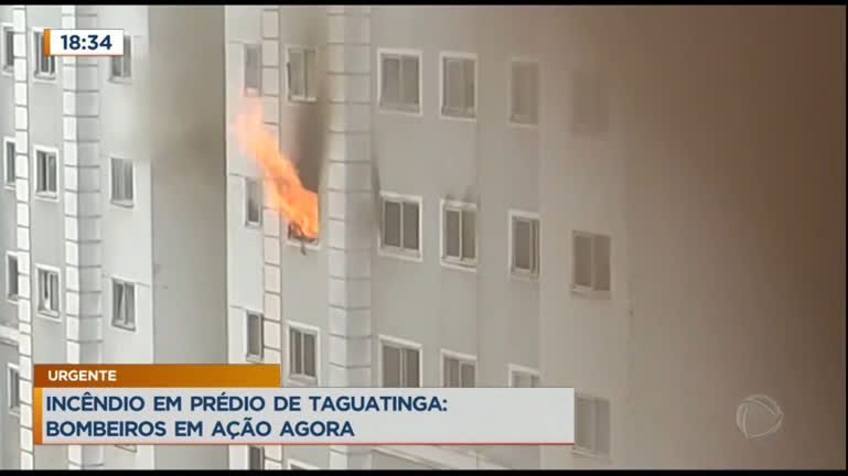 Vídeo: Bombeiros são acionados após incêndio em prédio de Taguatinga