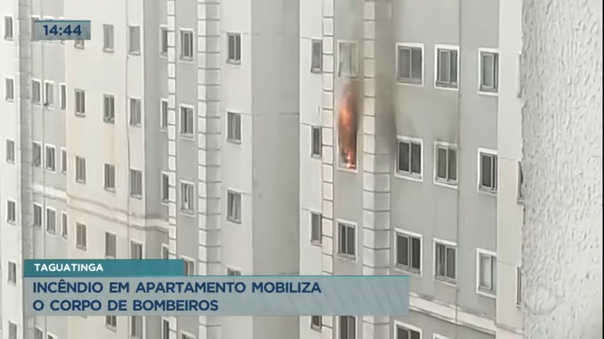 Vídeo: Incêndio atinge apartamento em prédio de Taguatinga (DF)