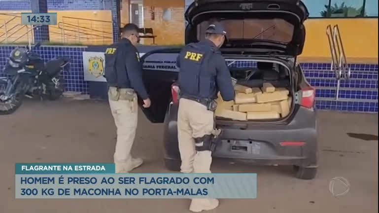 Vídeo: Homem é preso ao ser flagrado com 300 kg de maconha no porta-malas