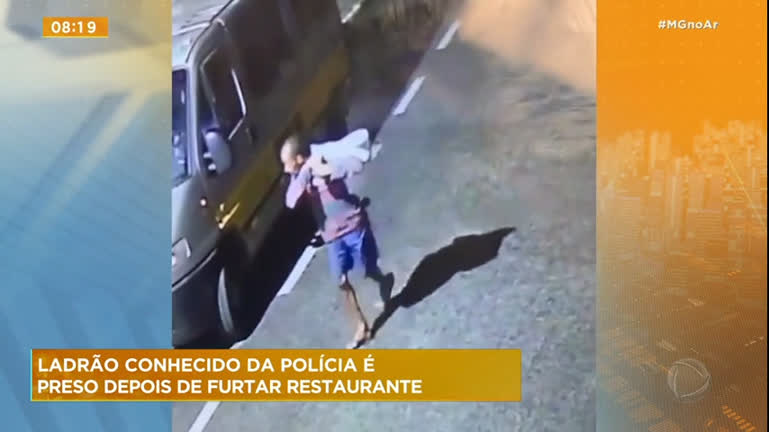 Vídeo: Homem é preso depois de furtar restaurante na região metropolitana de BH