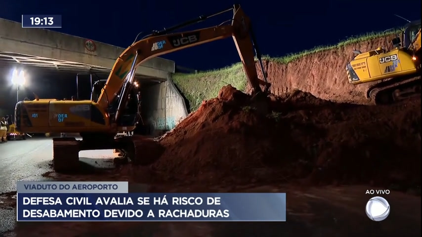 Vídeo: Defesa Civil avalia se há risco de desabamento em viaduto
