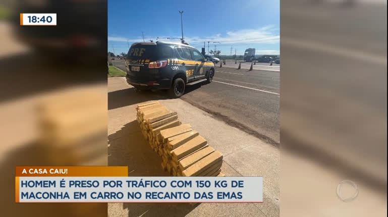 Vídeo: Homem é preso com 150 kg de maconha em carro no Recanto das Emas