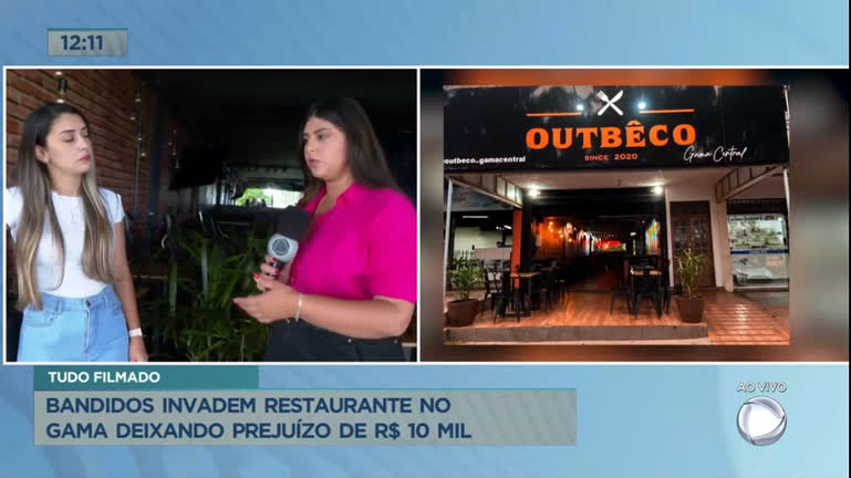 Vídeo: Bandidos invadem restaurante no Gama (DF) e deixa prejuízo de R$ 10 mil