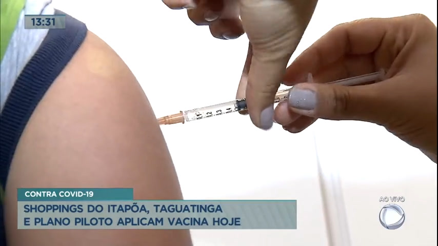 Vídeo: Shoppings de Brasília funcionam como ponto de vacinação para Covid-19 neste sábado