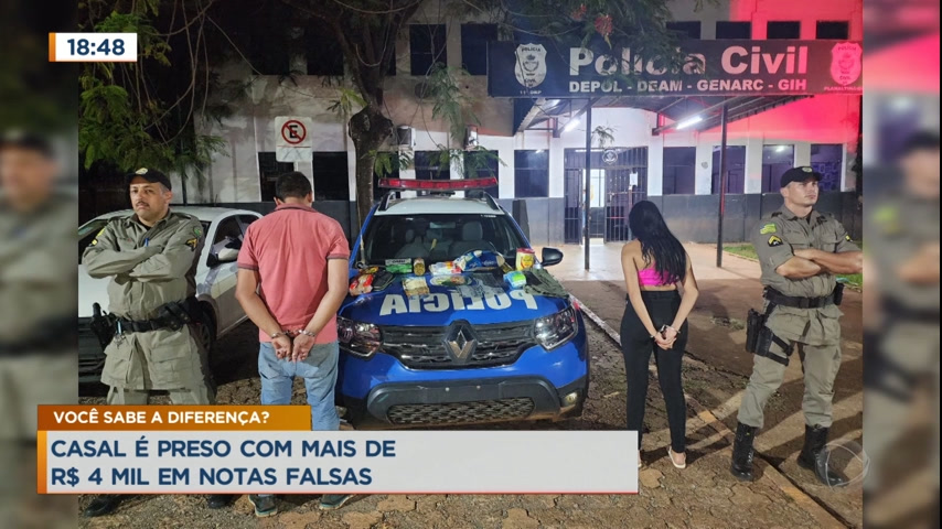 Vídeo: Casal é preso em Planaltina com mais de R$ 4 mil em notas falsas