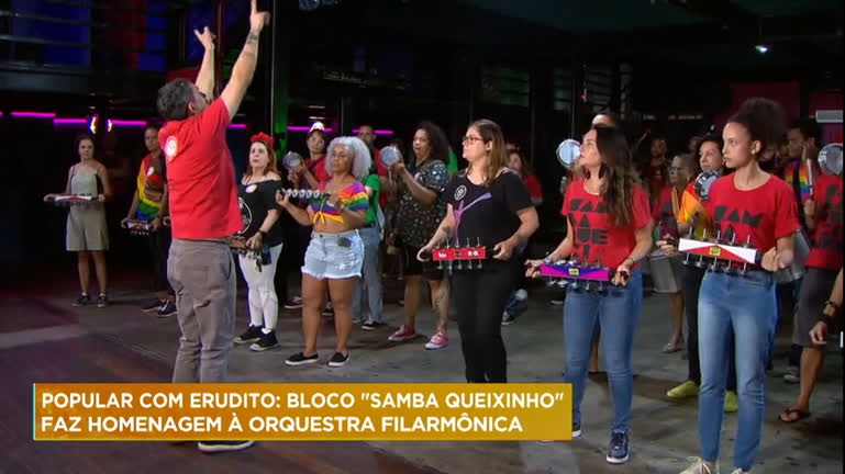 Vídeo: Bloco "Samba Queixinho" faz homenagem à Orquestra Filarmônica em BH