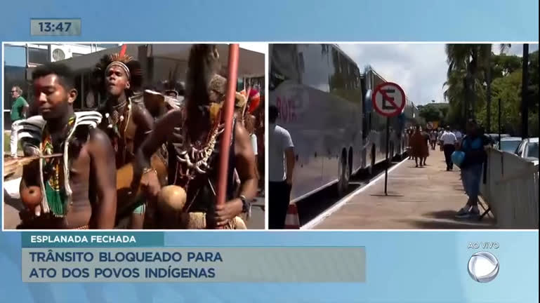 Vídeo: Trânsito da Esplanada é bloqueado para atos dos povos indígenas