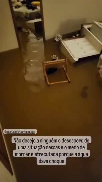 Vídeo: Mariana Belém mostra quarto de hotel inundado após chuvas no litoral de SP: 'Perdi meu carro'
