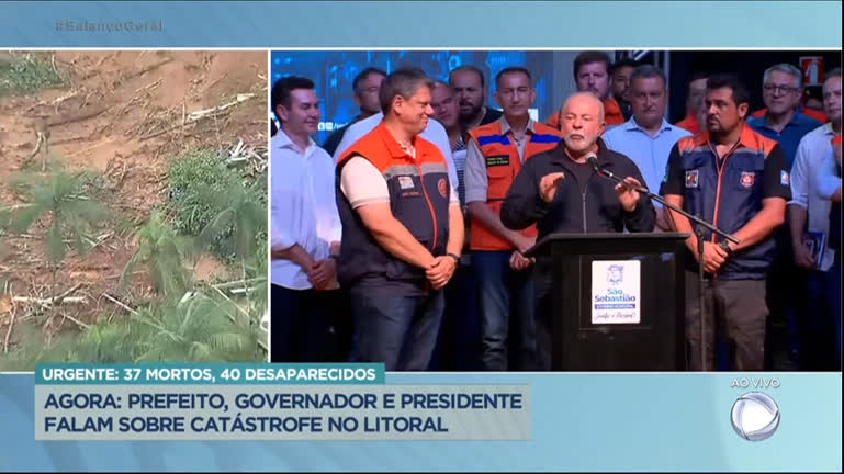 Vídeo: Lula, Tarcísio e prefeito de São Sebastião prometem trabalhar juntos após tragédia no litoral