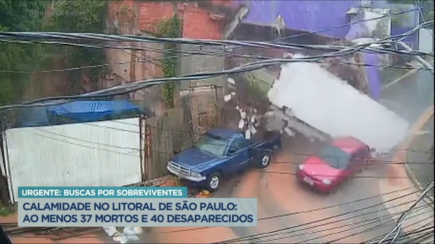 Vídeo: Muro desaba e atinge em cheio carro com mãe e filha na Grande SP