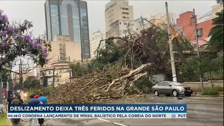 Vídeo: Deslizamento deixa três feridos na Grande São Paulo