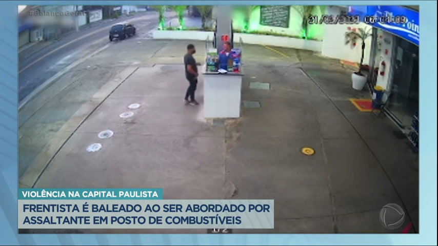 Vídeo: Sem reagir, frentista é baleado em assalto a posto na zona norte da capital
