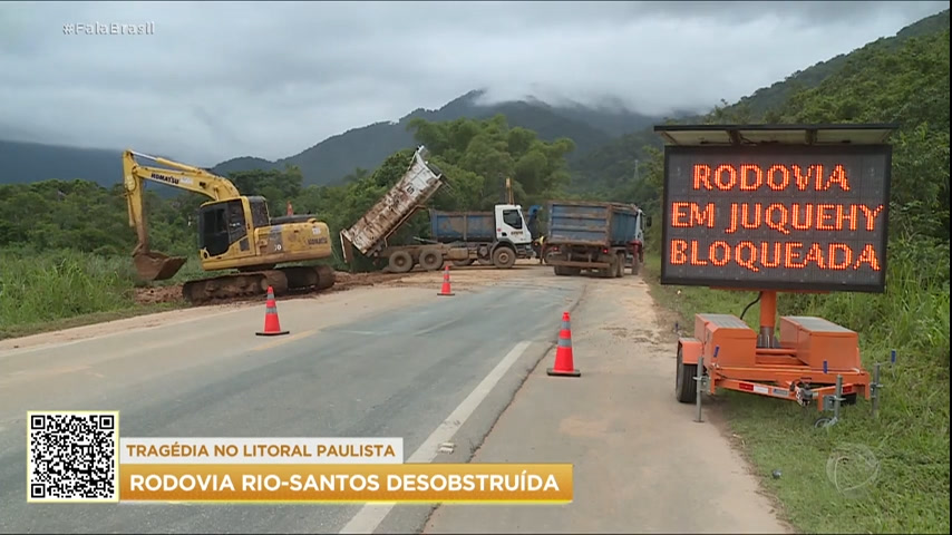 Vídeo: Trechos da Rio-Santos são desobstruídos, mas em alguns pontos só passam carros em um dos sentidos
