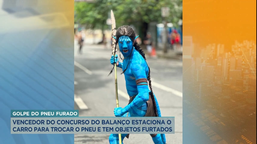 Vídeo: "Avatar" do concurso de fantasias do Balanço Geral MG é vítima de furto ao trocar pneu de carro