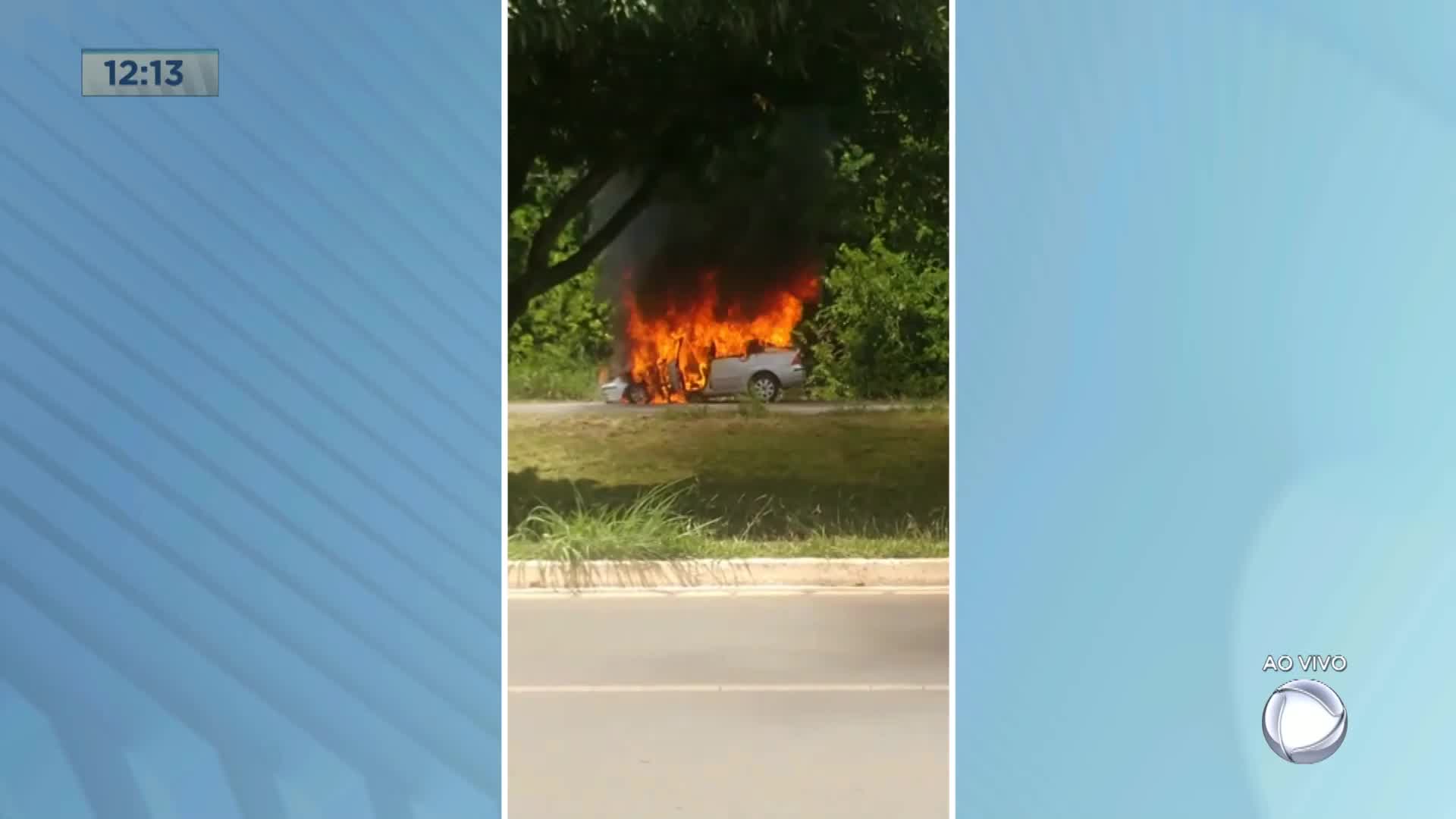 Vídeo: Carro pega fogo em Sobradinho (DF)