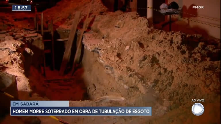 Vídeo: Homem morre soterrado em obra de tubulação de esgoto em Sabará, na Grande BH