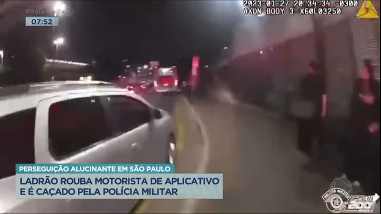 Vídeo: Polícia persegue homem que roubou carro de motorista de aplicativo