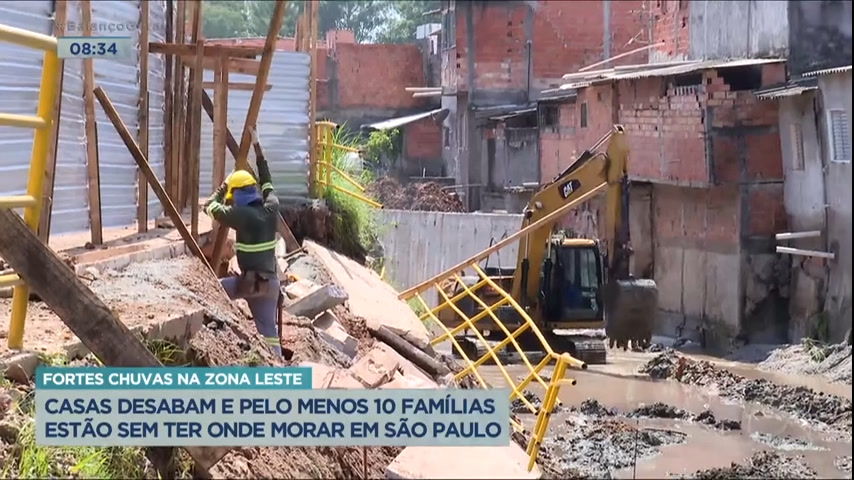 Vídeo: Casas desabam e ao menos 10 famílias estão sem onde morar em SP
