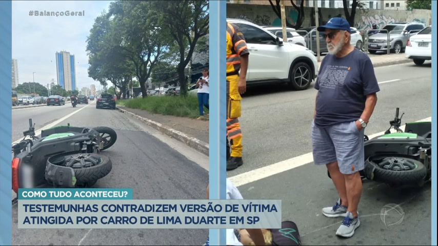 Vídeo: Lima Duarte se envolve em acidente com motociclista em São Paulo