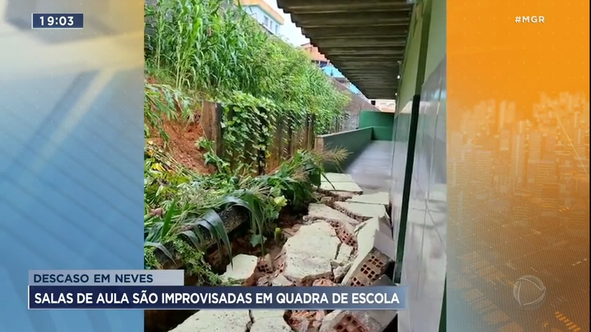 Vídeo: Salas de aula são improvisadas em quadra de escola de Ribeirão das Neves (MG)