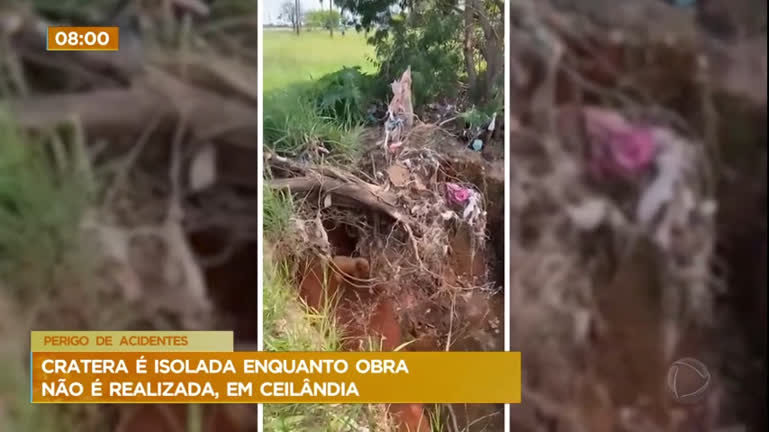 Vídeo: Após denúncia de cratera em Ceilândia (DF), o local é isolado