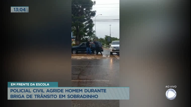 Vídeo: Policial agride homem durante briga de trânsito em Sobradinho (DF)