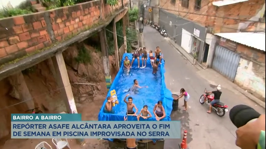 Vídeo: Bairro a Bairro: moradores do "Serrão" se divertem em piscina improvisada em caminhão