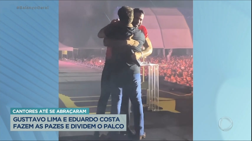 Vídeo: Gusttavo Lima e Eduardo Costa deixam diferenças para trás e se abraçam em show