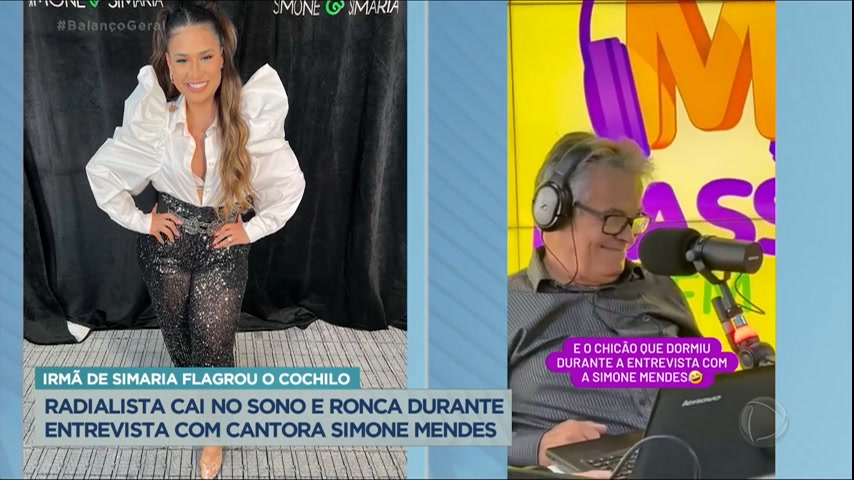 Vídeo: Apresentador dorme enquanto entrevistava cantora Simone, irmã de Simaria