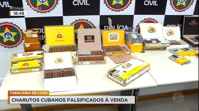 Vídeo: Charutos cubanos falsificados são apreendidos em tabacaria na zona oeste do Rio