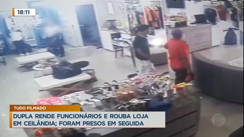 Vídeo: Assaltantes são presos em flagrante após roubarem loja em Ceilândia, no Distrito Federal