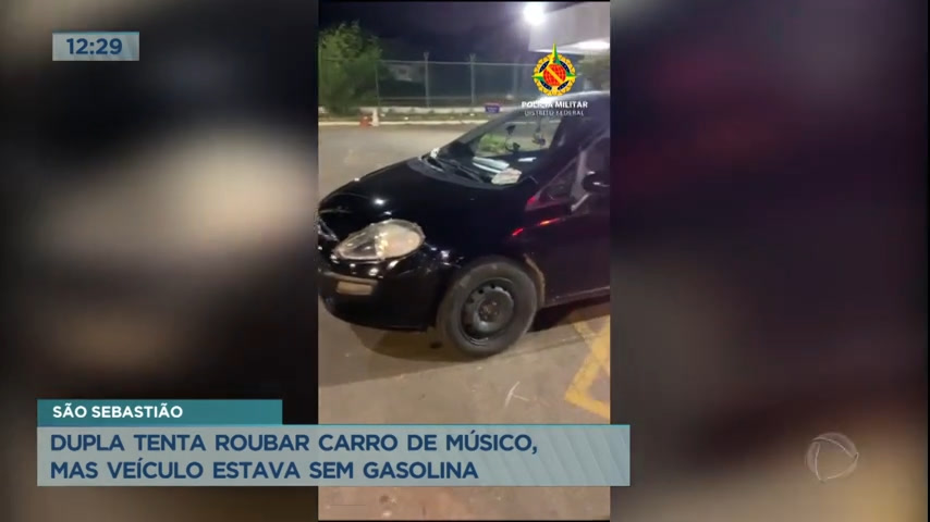 Vídeo: Dupla tenta roubar carro de músico, mas veículo estava sem gasolina