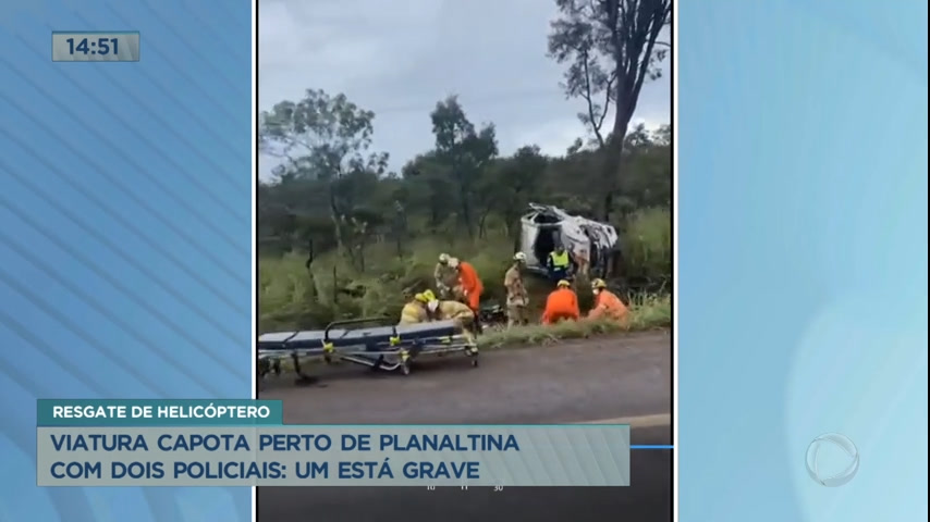 Vídeo: Viatura capota em Planaltina e dois policiais ficam feridos