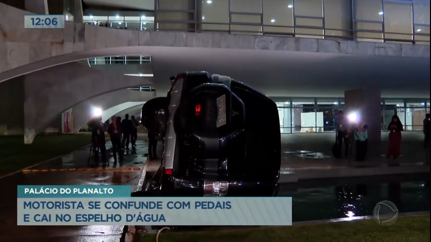 Vídeo: Motorista se confunde e carro cai em espelho d’água no Palácio do Planalto