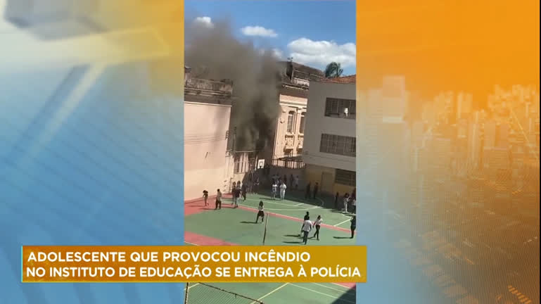 Vídeo: PM apreende adolescente suspeito de causar incêndio no IEMG